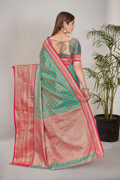 Traditional Tissue Silk Fancy Green Saree