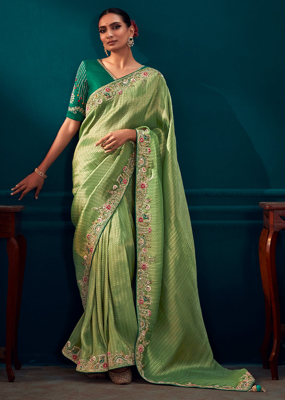 Heavy Latest Green Kanjivaram Silk Fancy Saree