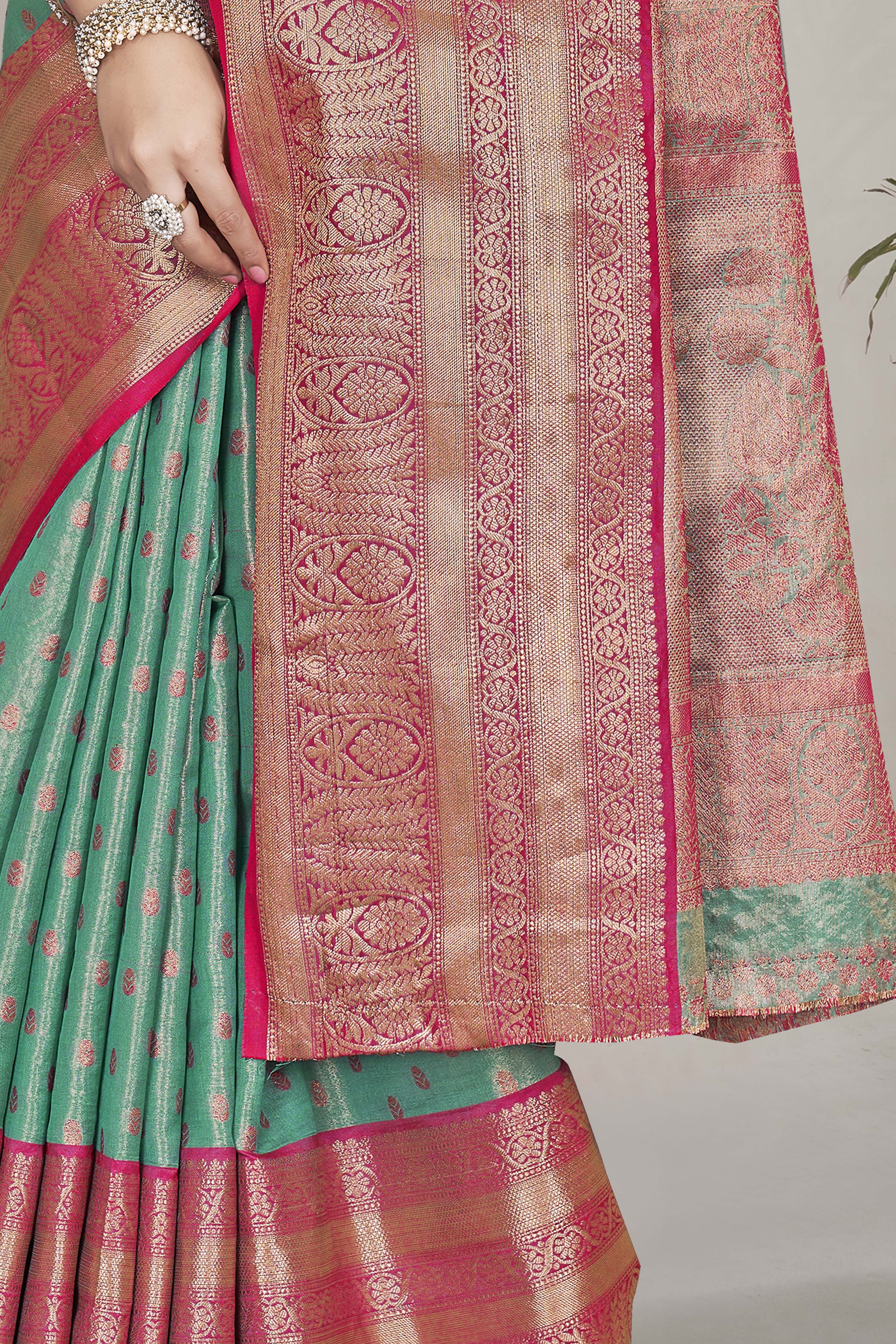 Traditional Tissue Silk Fancy Green Saree