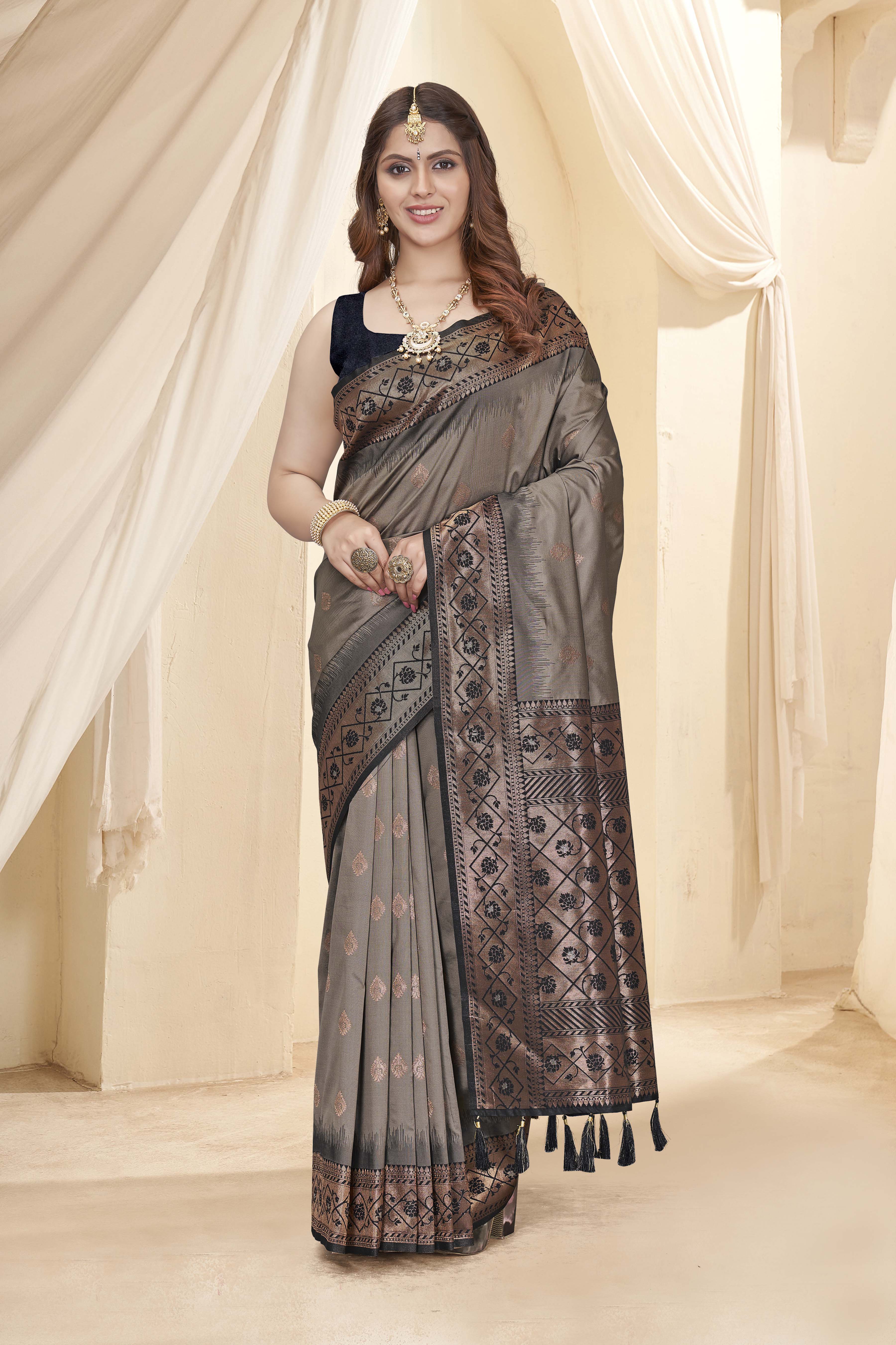 Exclusive Black Color Pure Silk Saree