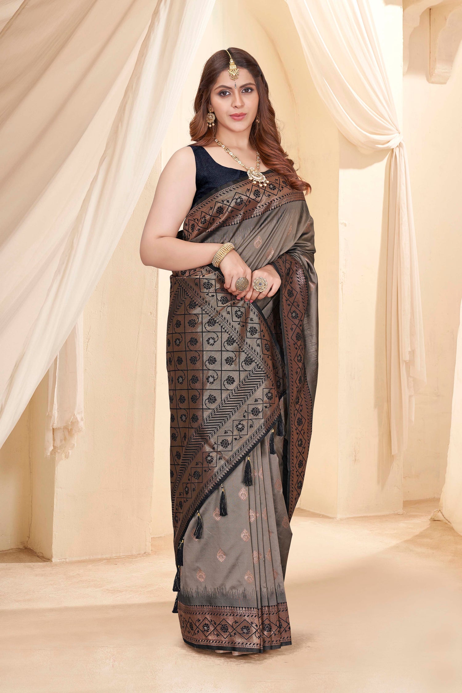 Exclusive Black Color Pure Silk Saree