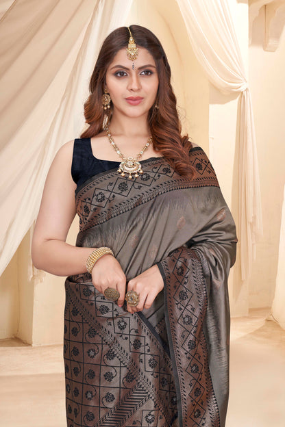 Exclusive Black Color Pure Silk Saree