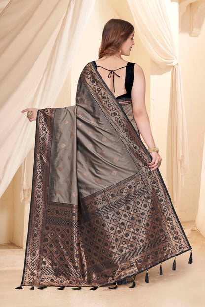 Exclusive Black Color Pure Silk Saree