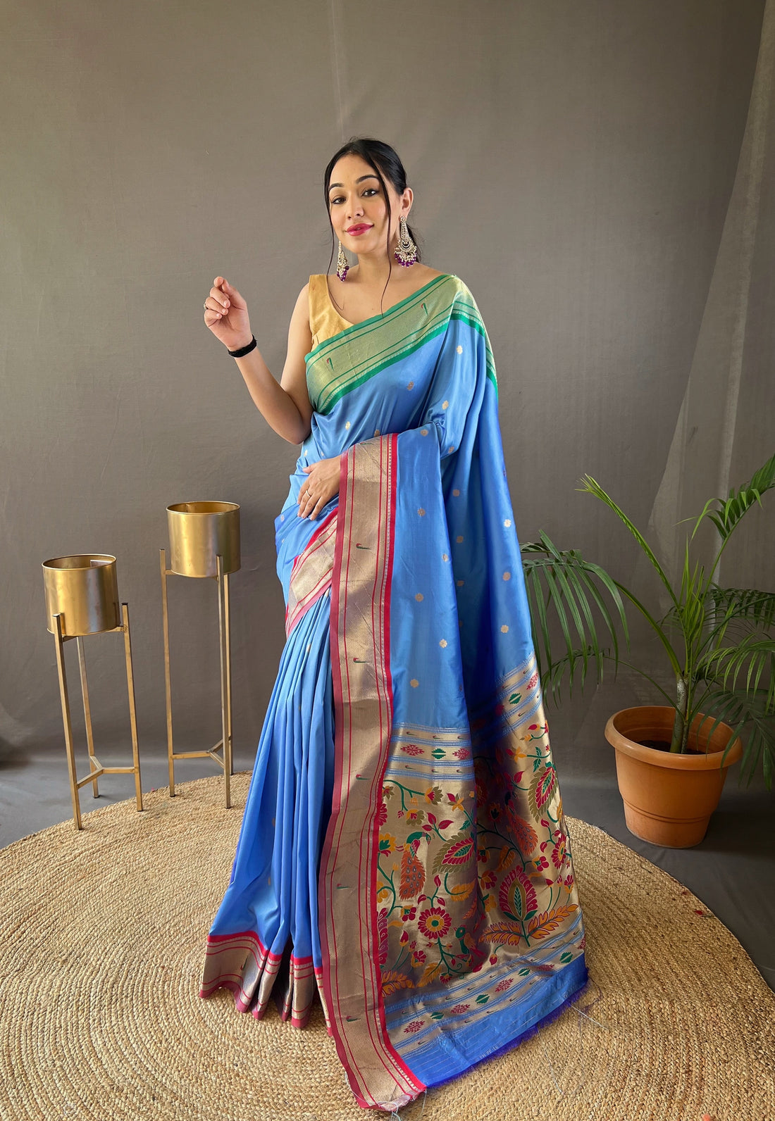 Sky Blue Luxury Pure Silk Saree