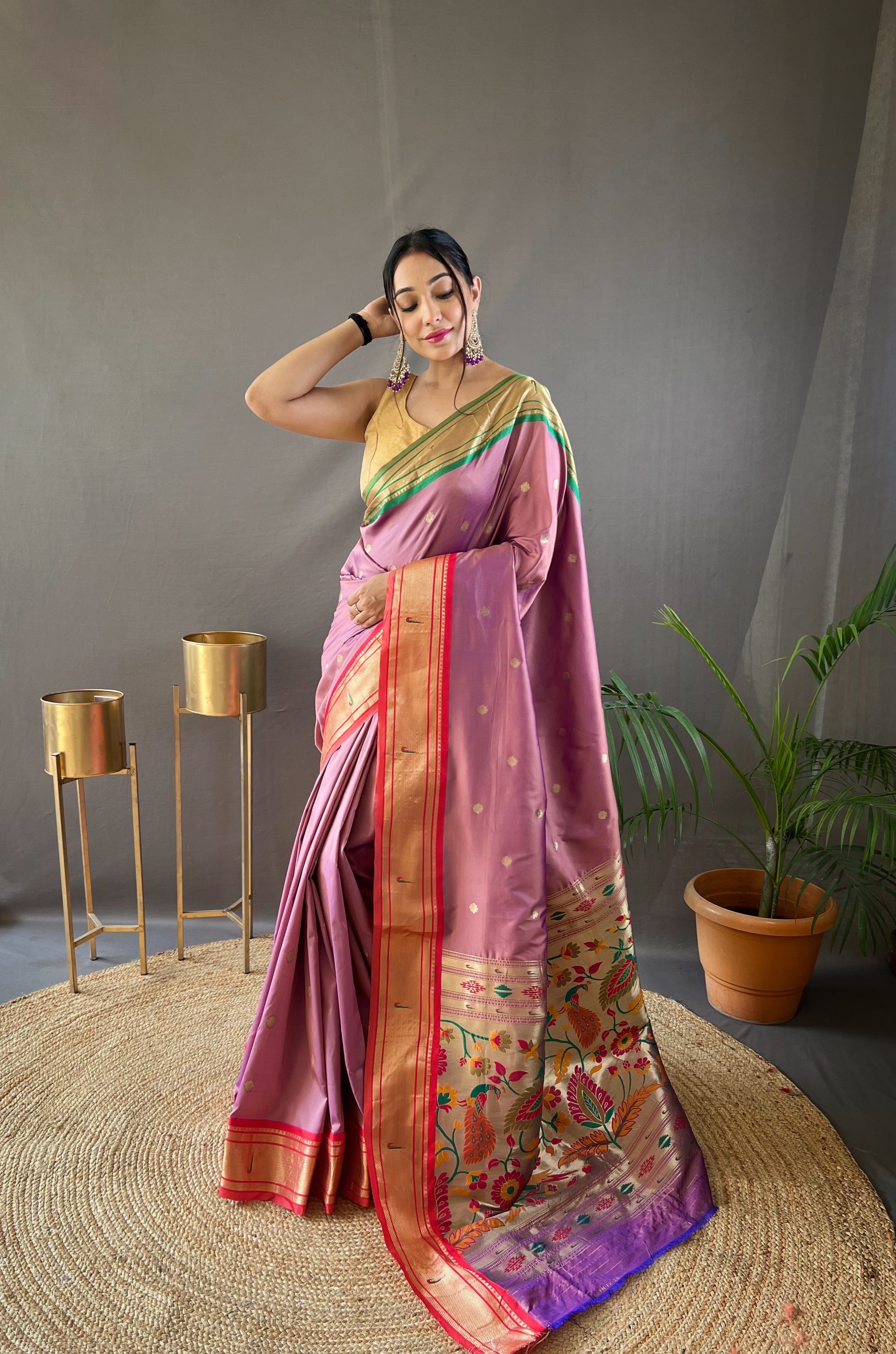 Purple Color Latest Design Pure Silk Saree