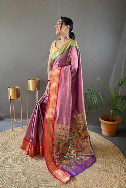 Purple Color Latest Design Pure Silk Saree