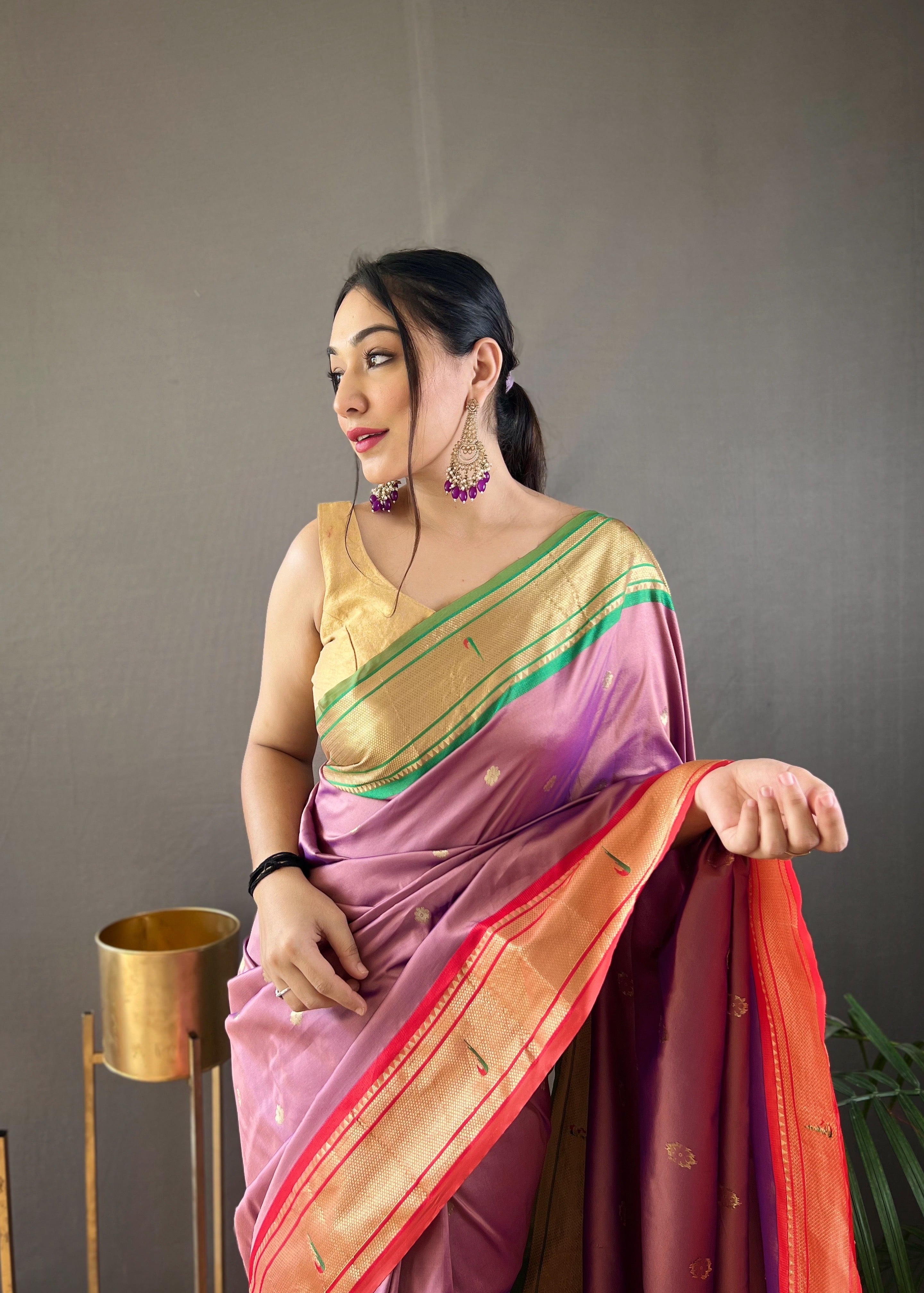 Purple Color Latest Design Pure Silk Saree