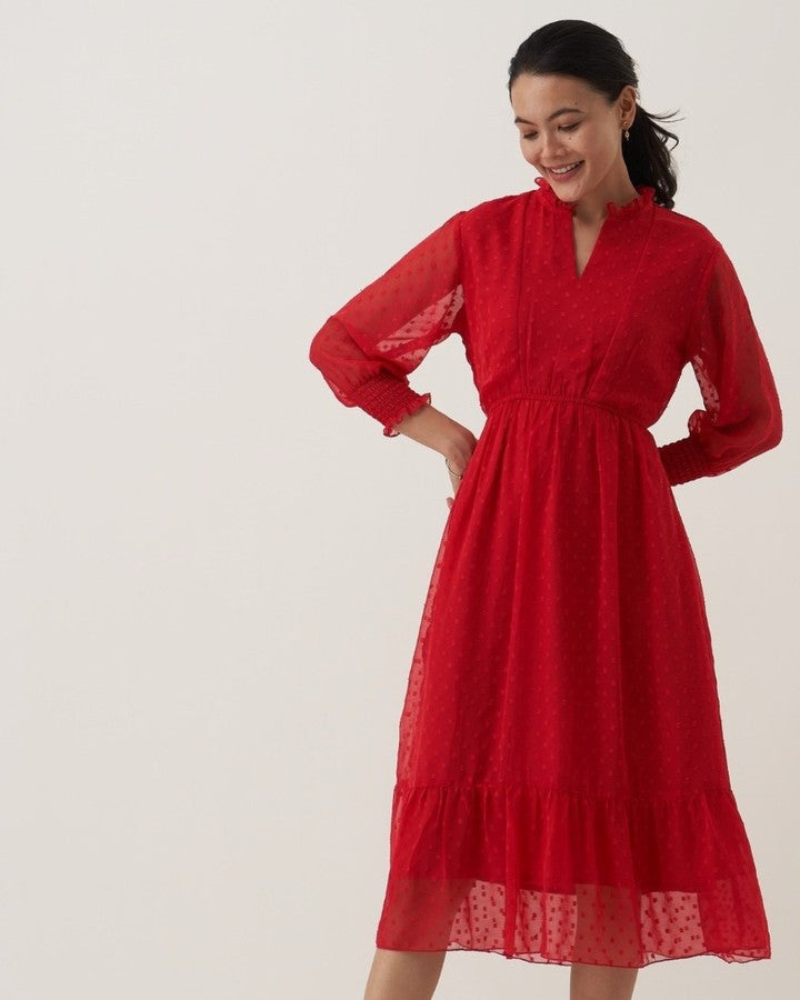 New Design Fit &amp; Flare Dress with Puff Sleeves