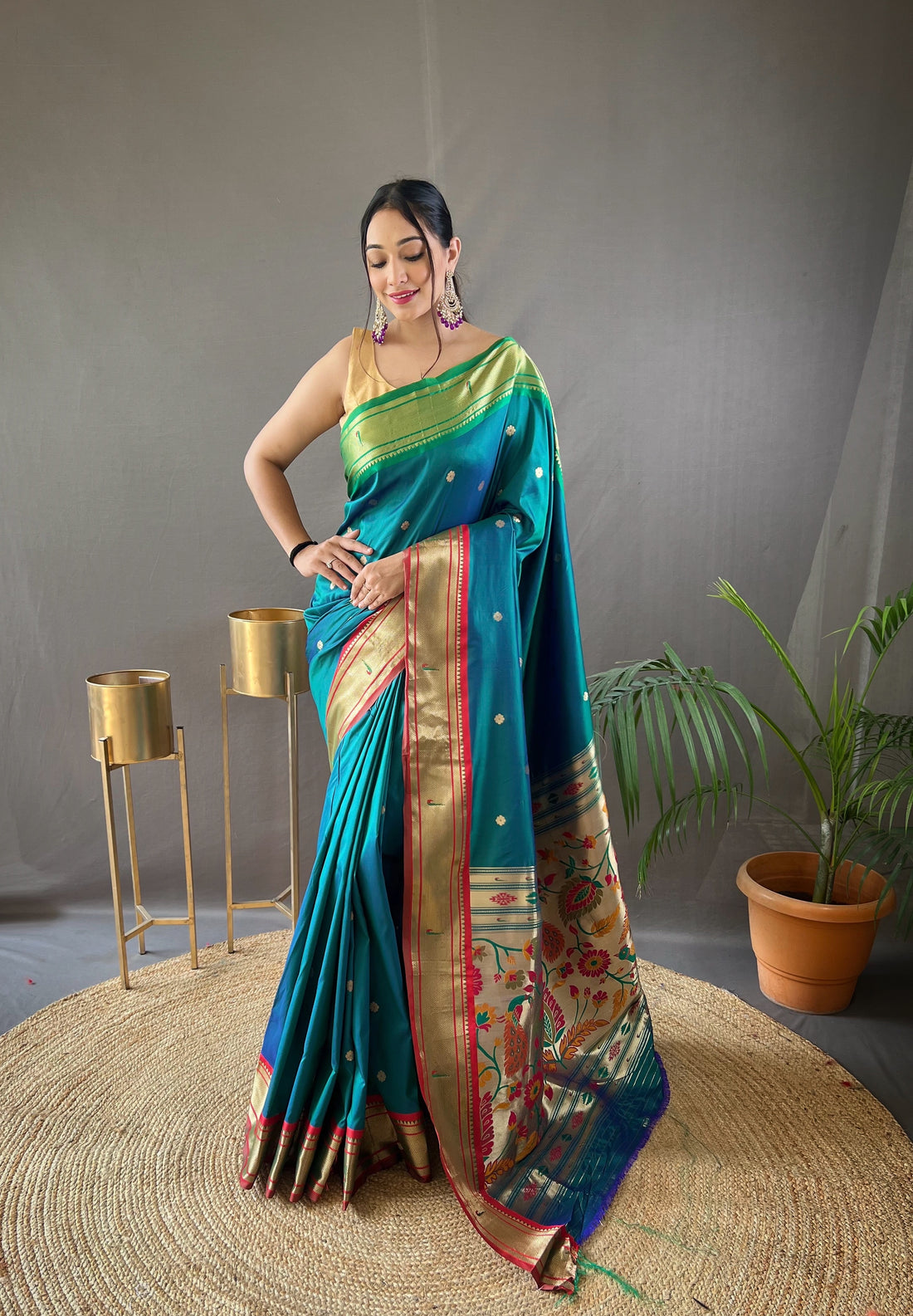 Heavy Pure Silk Green Color Soft Saree