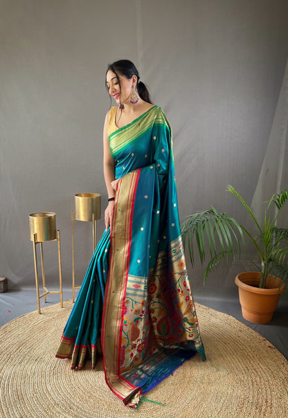 Heavy Pure Silk Green Color Soft Saree