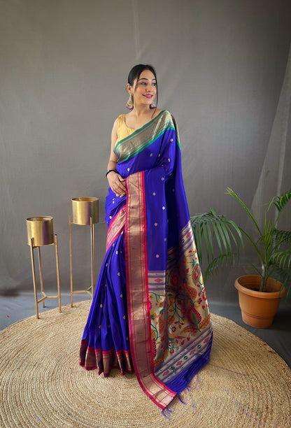 Royal Blue Party Wear Pure Silk Saree