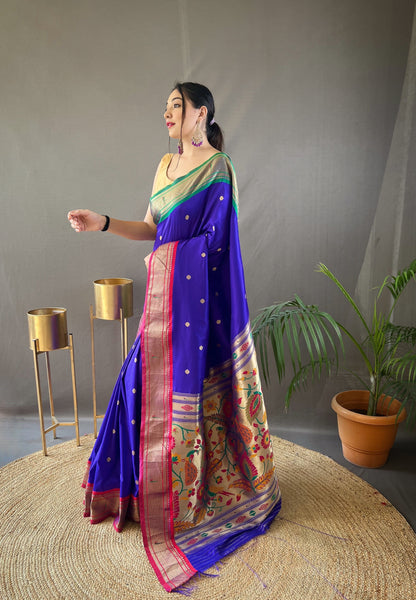 Royal Blue Party Wear Pure Silk Saree