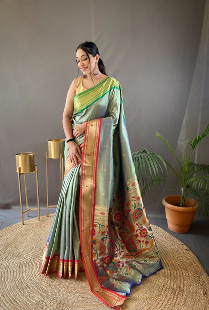 Traditional Green Color Pure Silk Saree