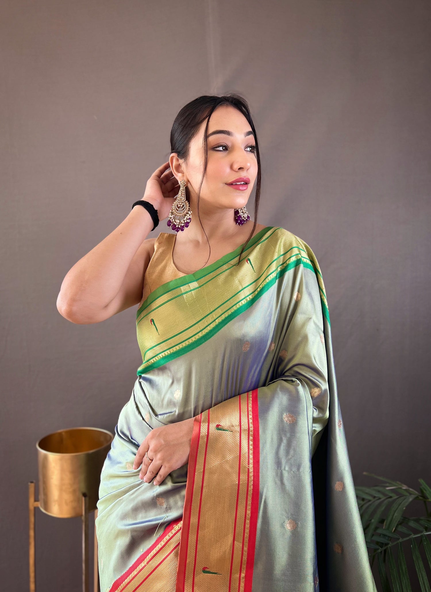 Traditional Green Color Pure Silk Saree