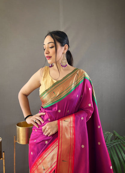 Purple Designer Pure Silk Soft Saree