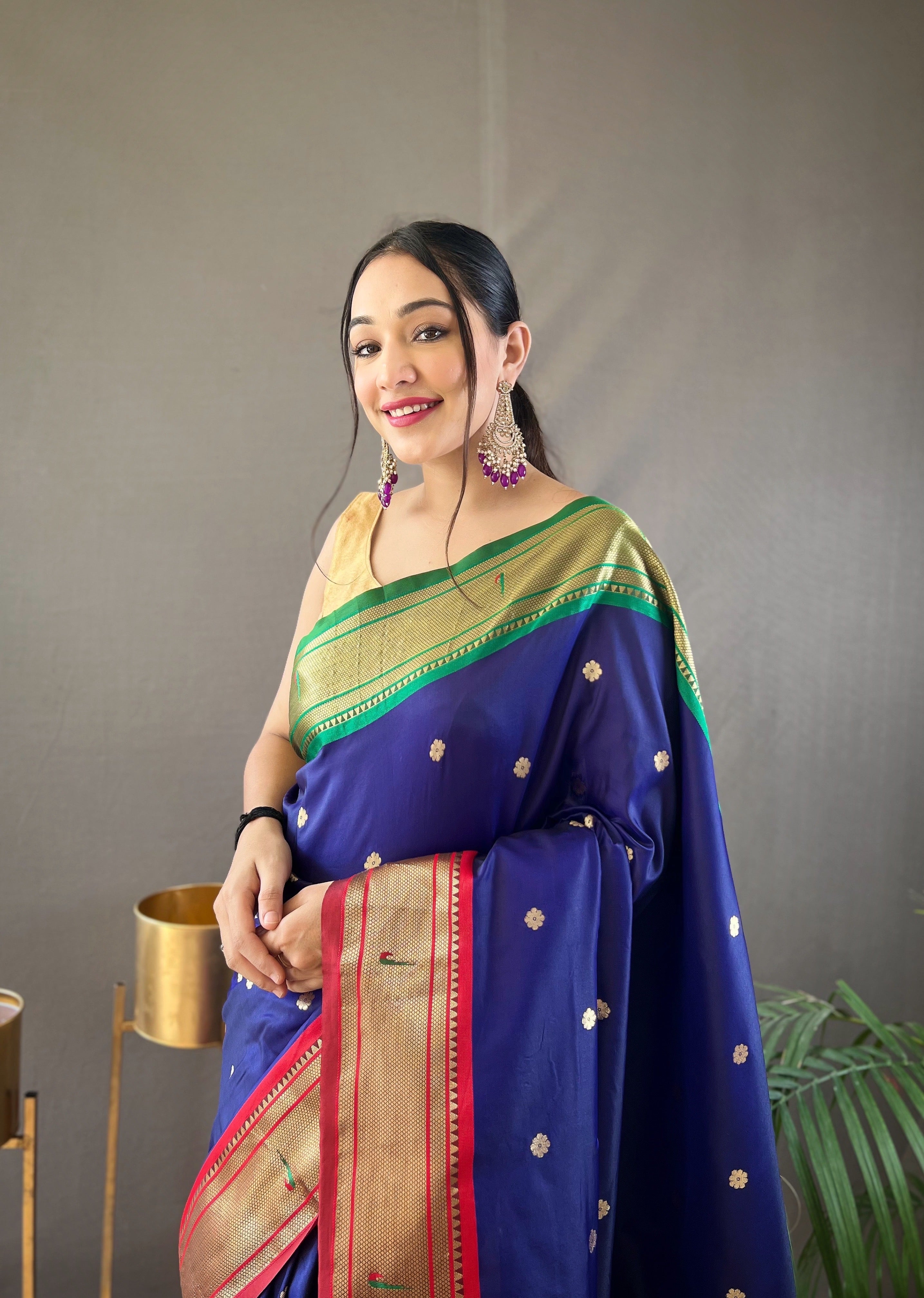 Navy Blue Wedding Wear Silk Saree