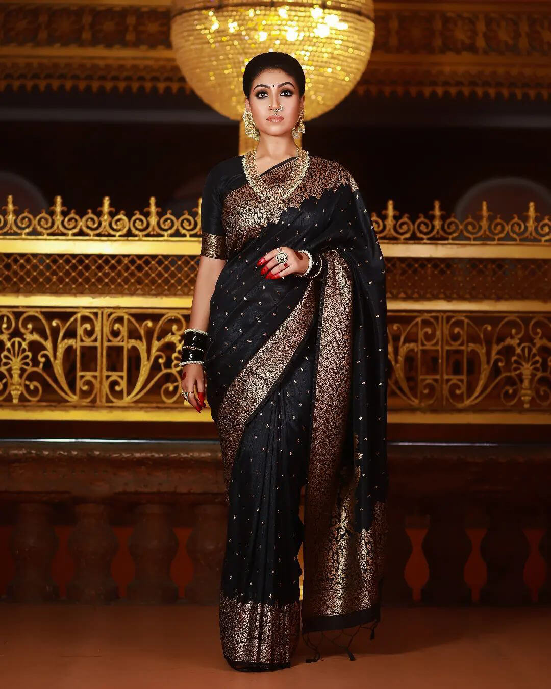 Black Woven Banarasi Georgette Silk Saree