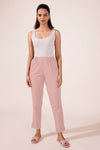 Mid-Rise Cropped Cotton Pant Trousers (Baby Pink)