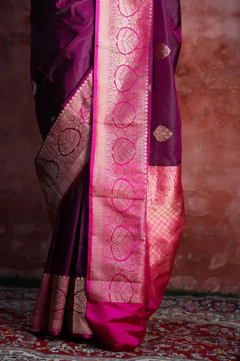 Royal Golden Purple Banarasi Silk Saree