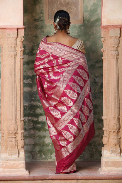 Red Printed Soft Banarasi Silk Designer Saree