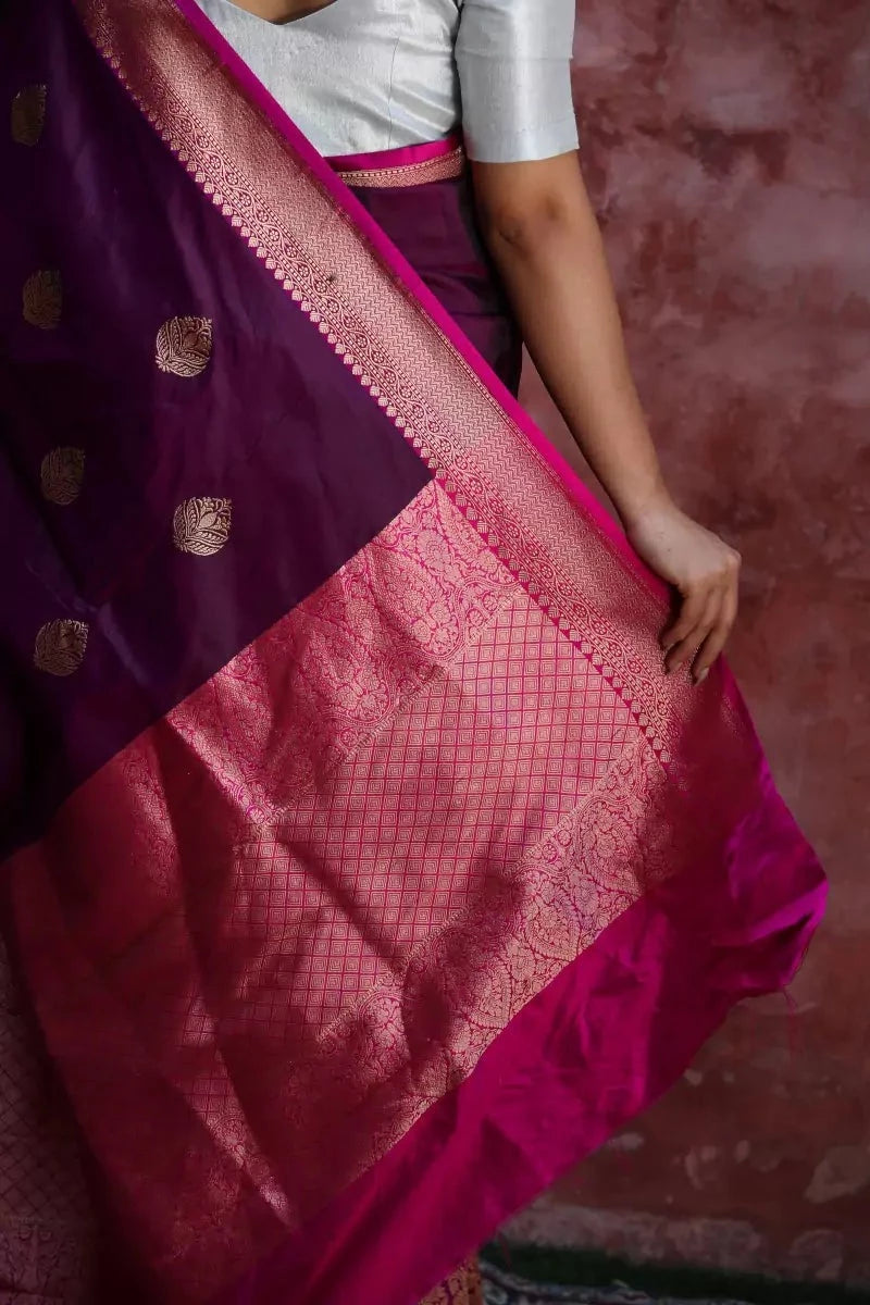 Royal Golden Purple Banarasi Silk Saree