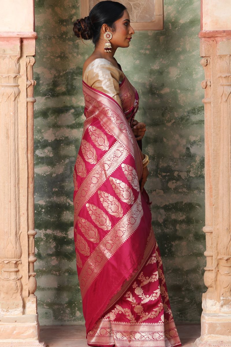 Red Printed Soft Banarasi Silk Designer Saree