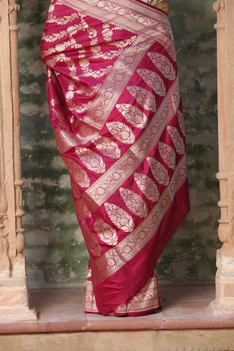 Red Printed Soft Banarasi Silk Designer Saree