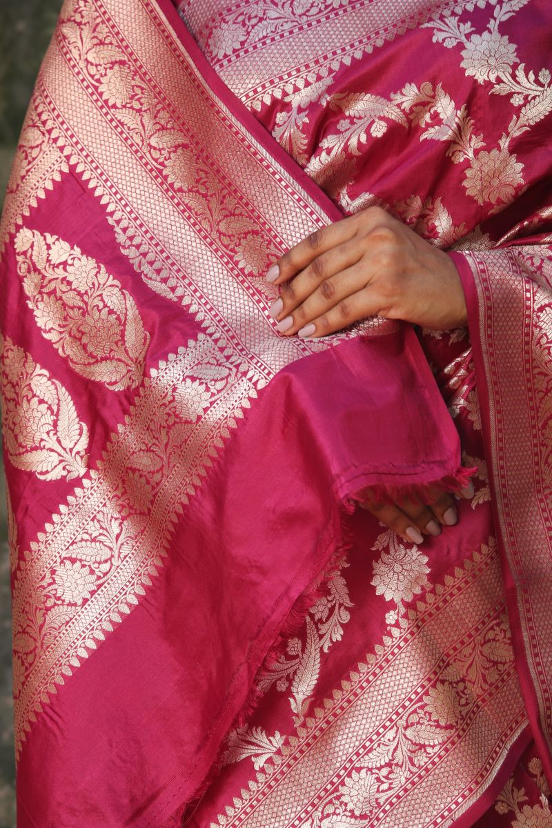 Red Printed Soft Banarasi Silk Designer Saree