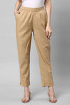 Relaxed Straight Leg Trousers ( Beige )