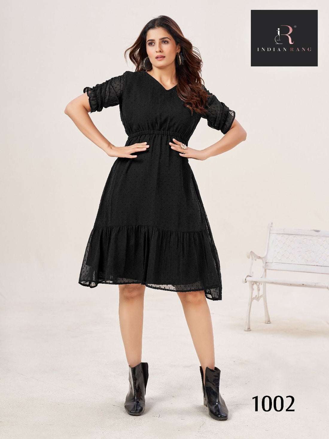 Latest Black Pure Georgette Western Wear Dress