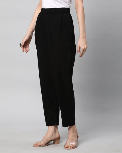 Relaxed Straight Leg Trousers ( Black  )