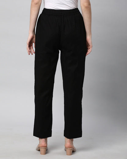 Relaxed Straight Leg Trousers ( Black  )