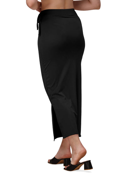 Saree Shapewear Petticoat In Black With Drawstring