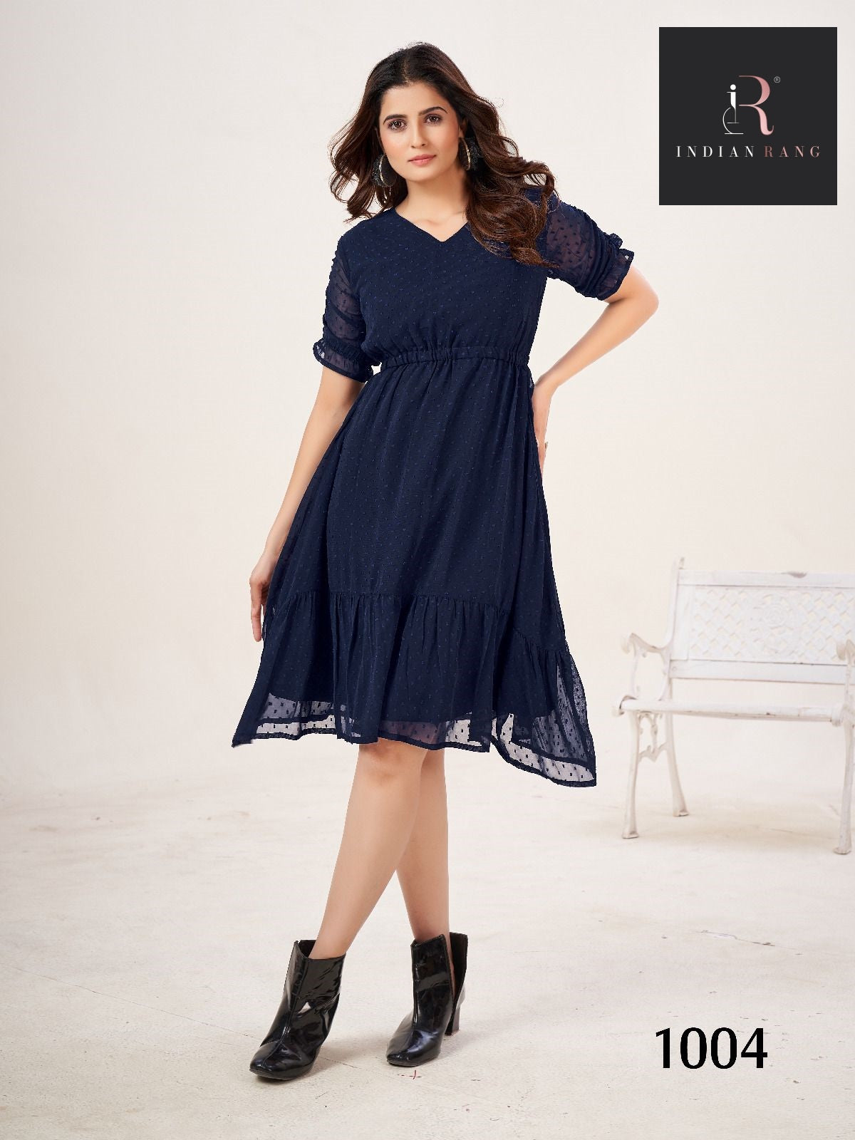 Fancy Western Navy Blue Color Pure Georgette Dress