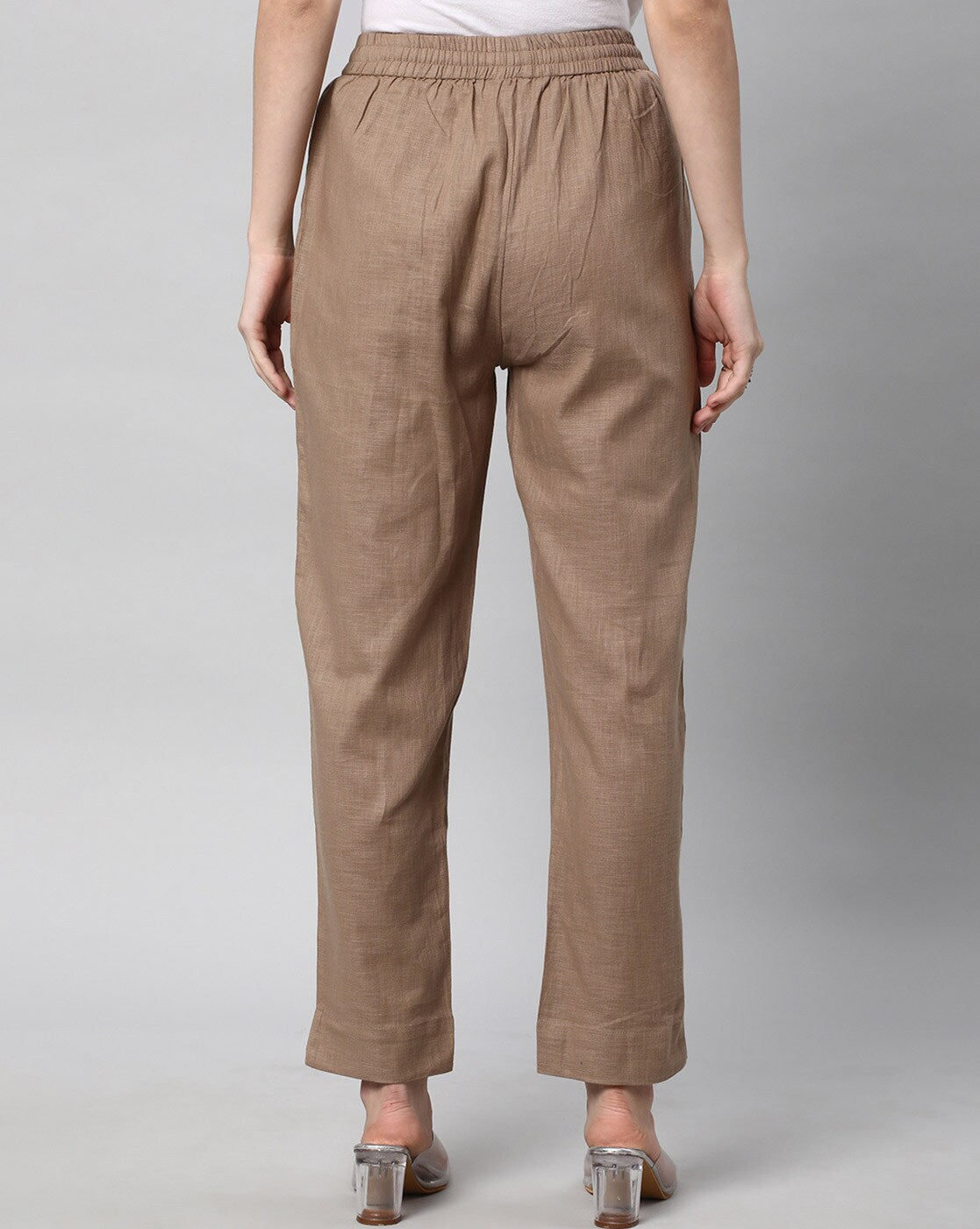 Relaxed Straight Leg Trousers ( Brown )