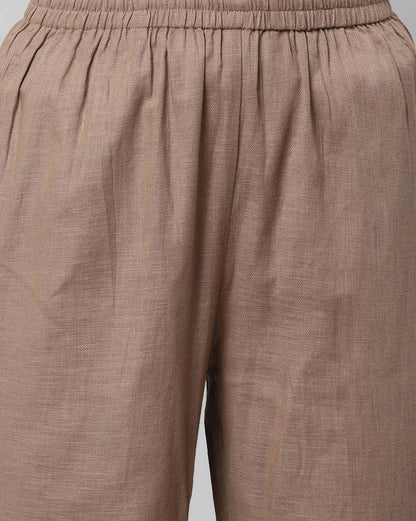 Relaxed Straight Leg Trousers ( Brown )