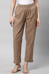 Relaxed Straight Leg Trousers ( Brown )