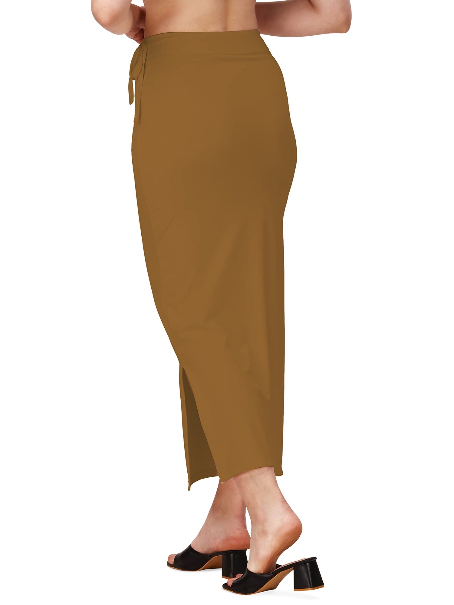 Saree Shapewear Petticoat In Brown With Drawstring