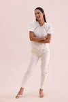 Mid-Rise Cropped Cotton Pant Trousers (Cream)