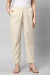 Relaxed Straight Leg Trousers ( Cream )