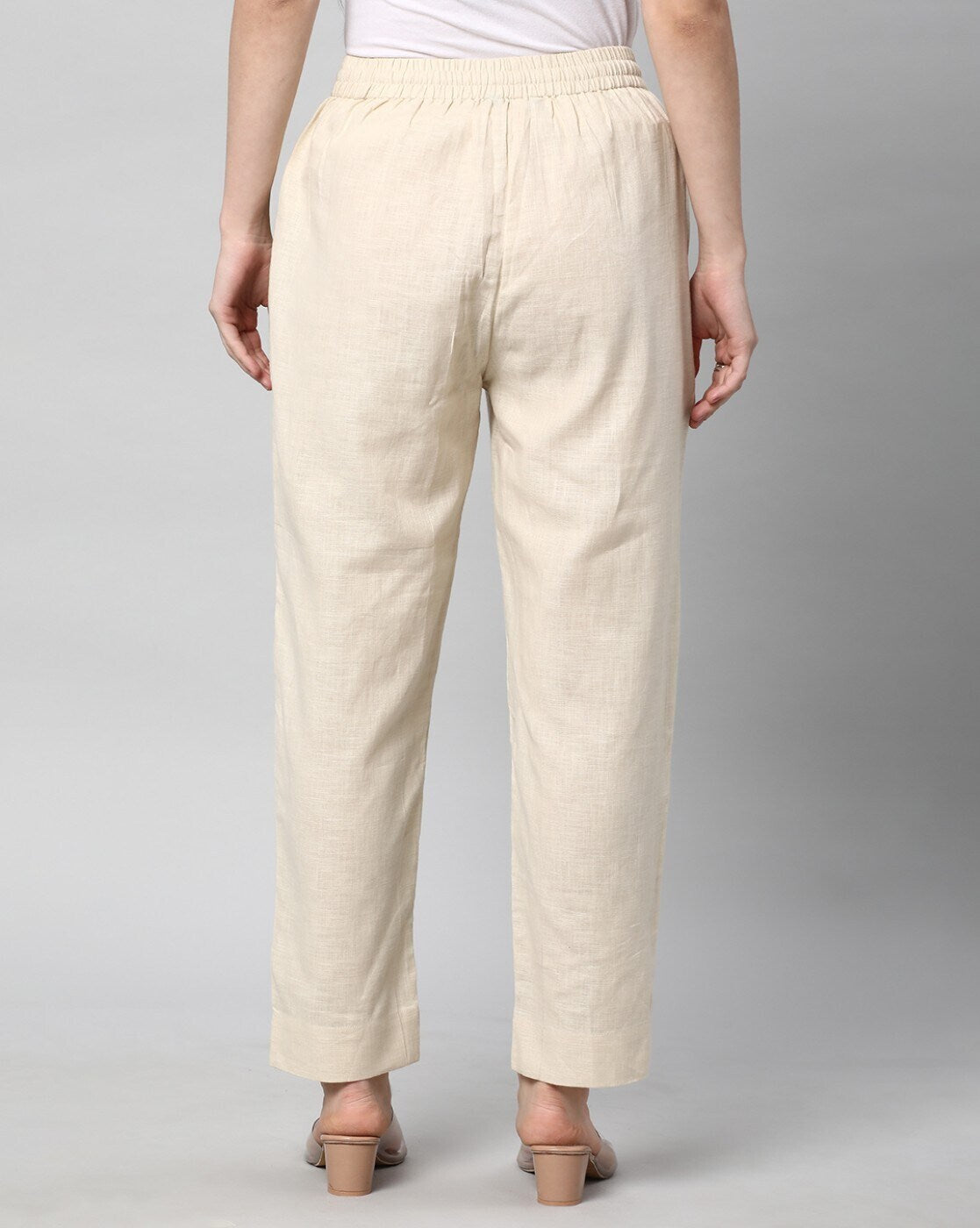 Relaxed Straight Leg Trousers ( Cream )