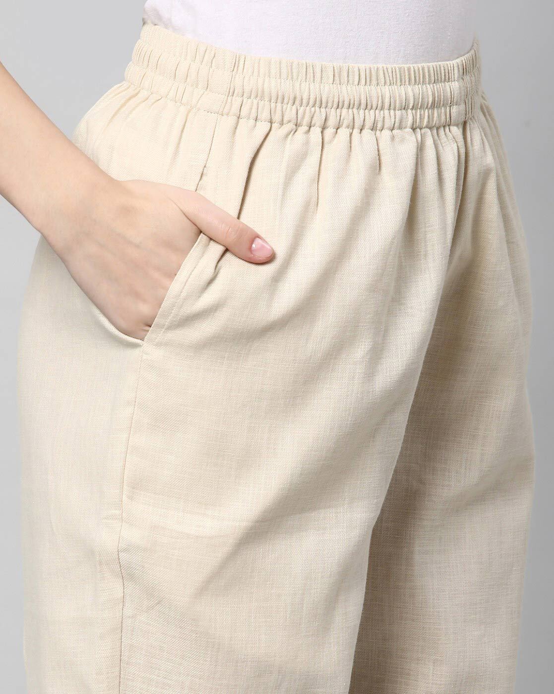 Relaxed Straight Leg Trousers ( Cream )