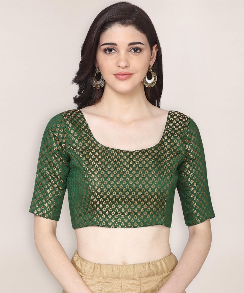 Special Occasion Wear Dark Green Brocade Readymade Blouse