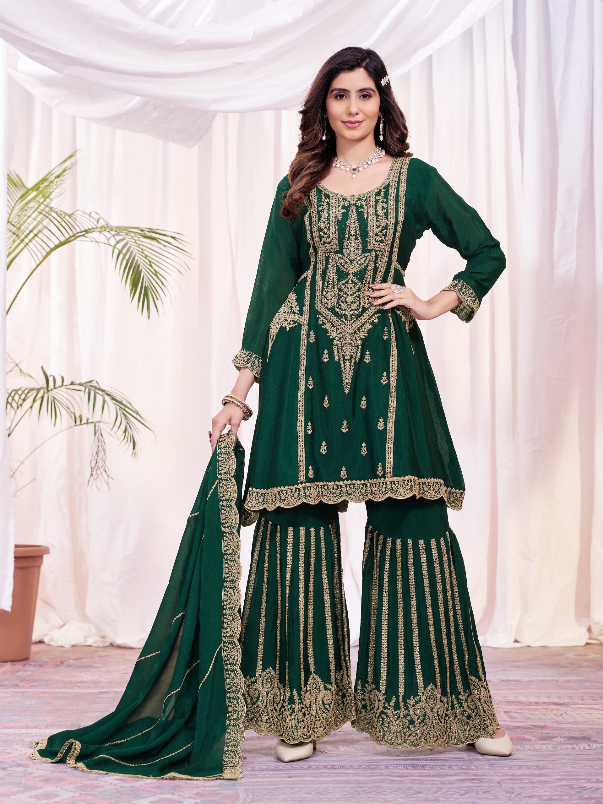 Green Party Wear Fancy Salwar Suit