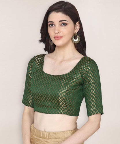 Special Occasion Wear Dark Green Brocade Readymade Blouse