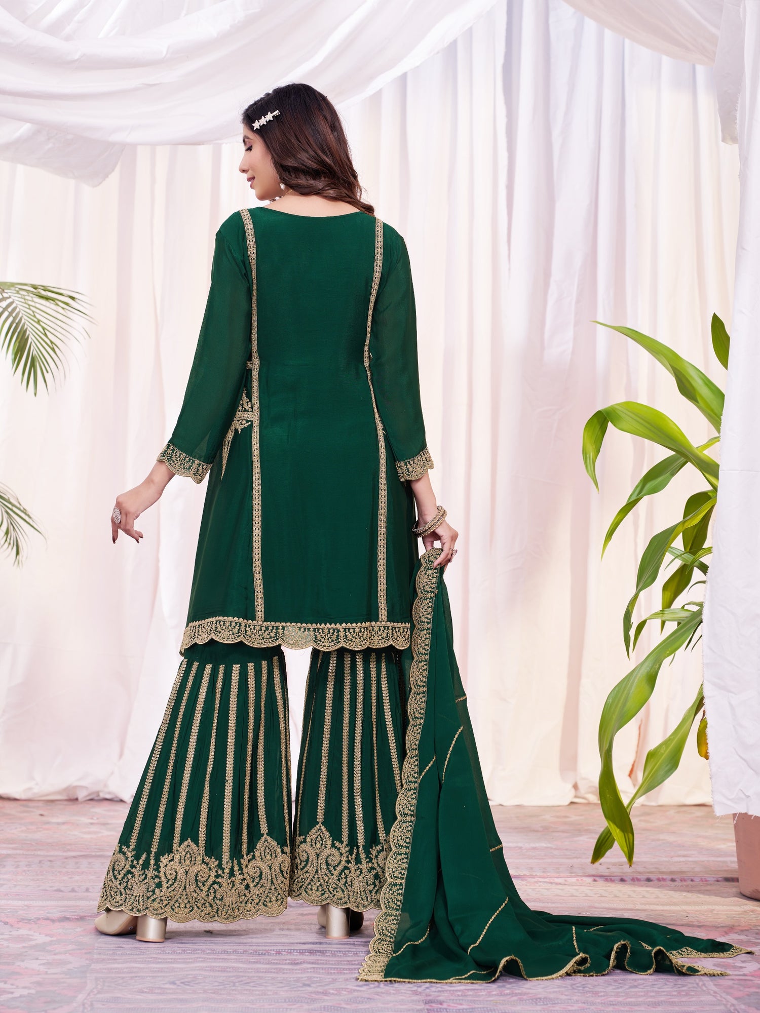 Green Party Wear Fancy Salwar Suit