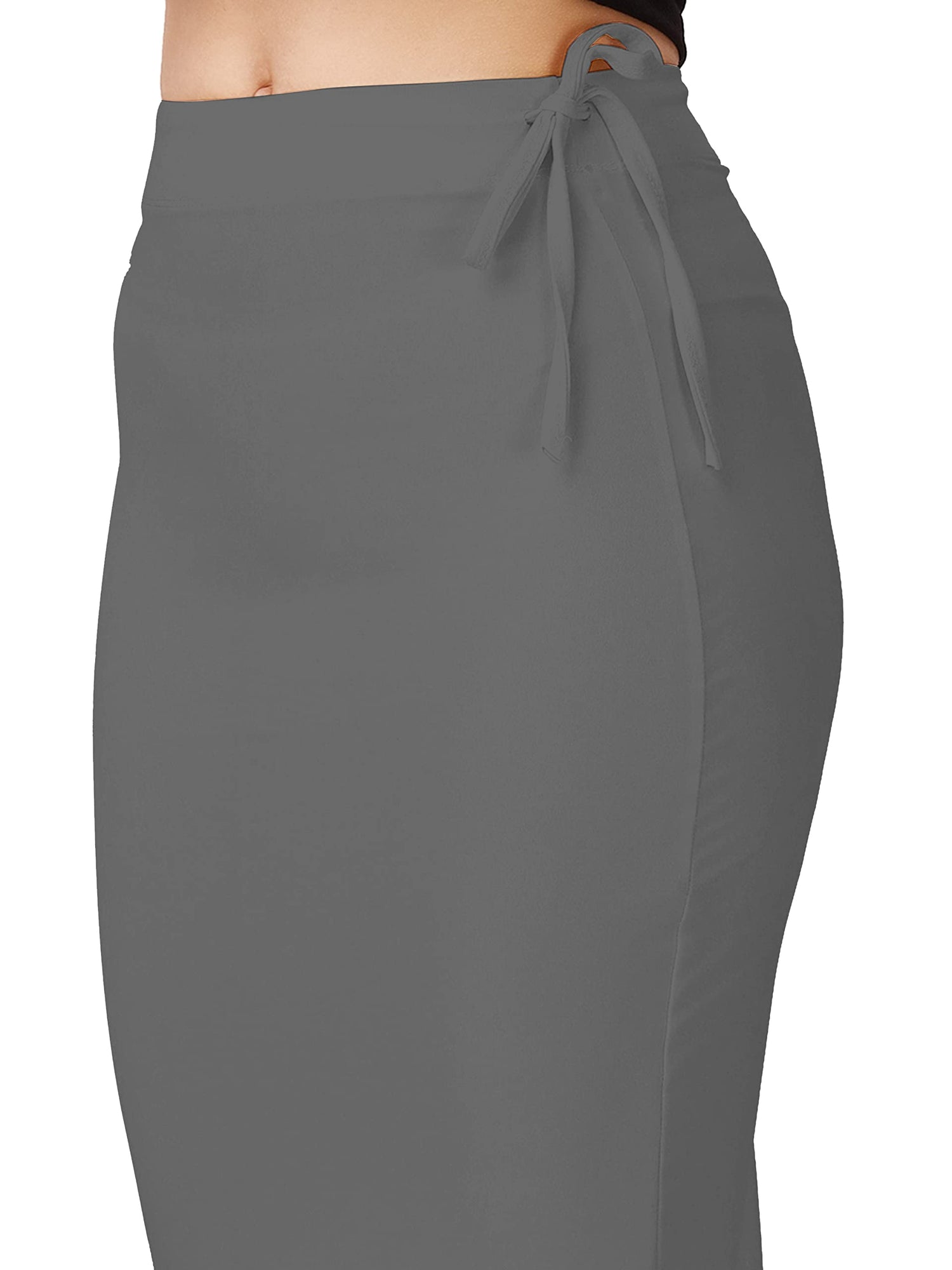 Saree Shapewear Petticoat In Dark Grey With Drawstring