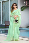 Latest Design Pure Organza Green Color Elegance Saree