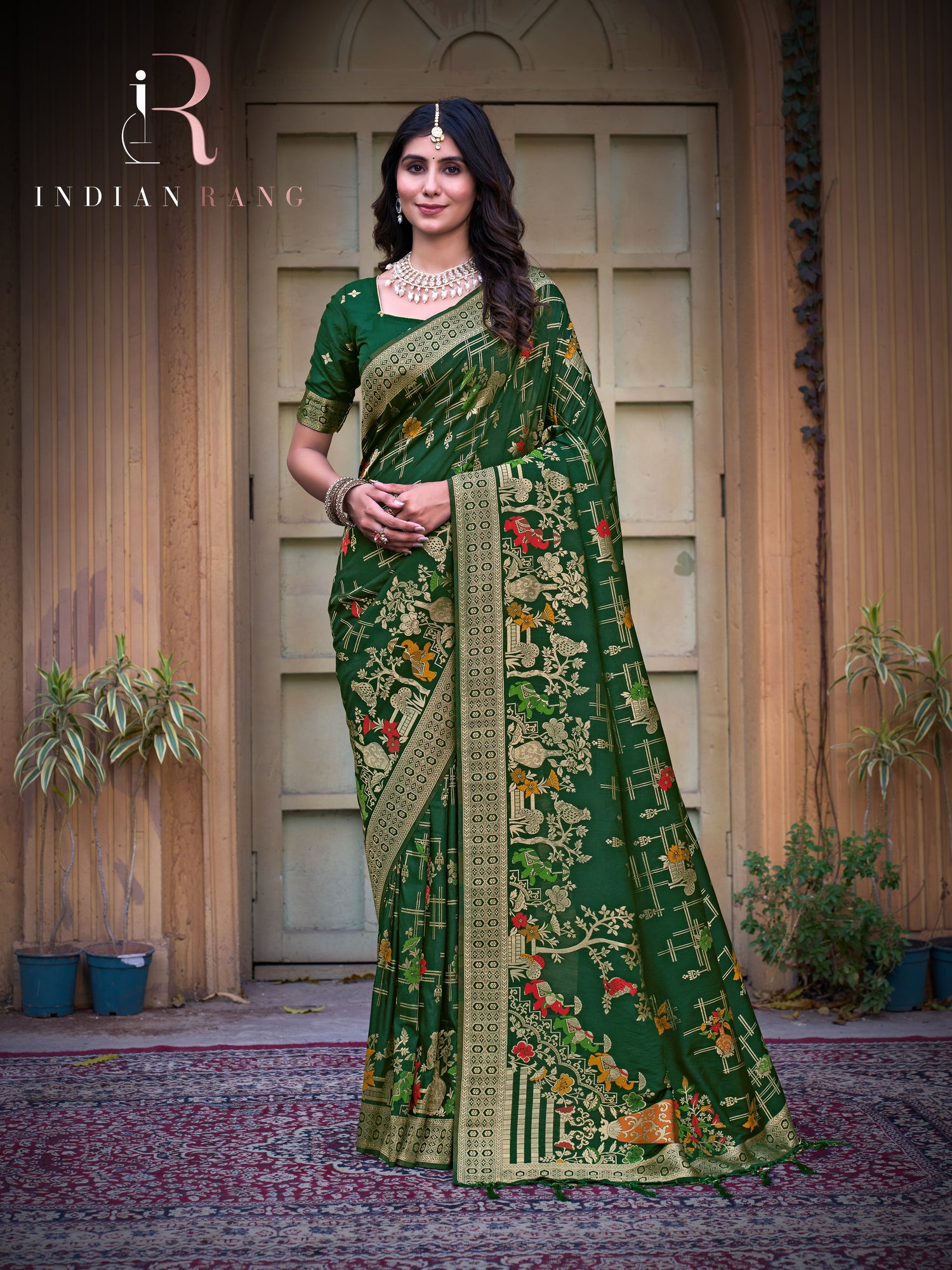 Elegant Pure Silk Green Color Latest Saree