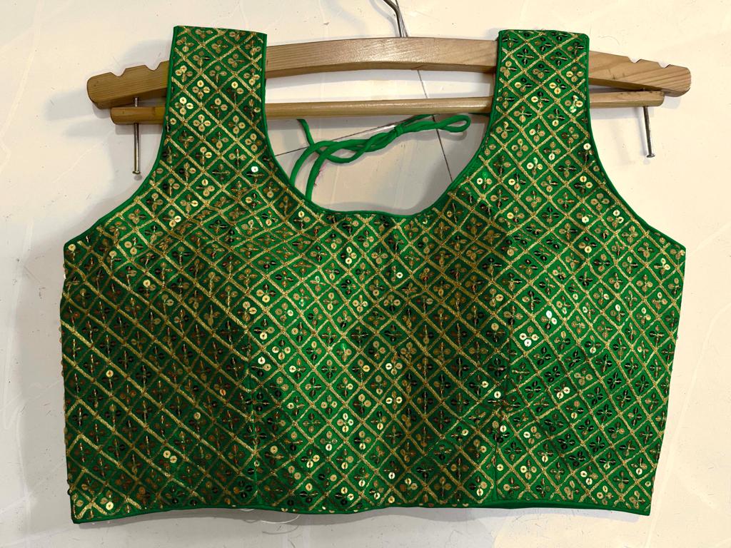 Heavy Sequence Work U Neck Green Color Readymade Blouse